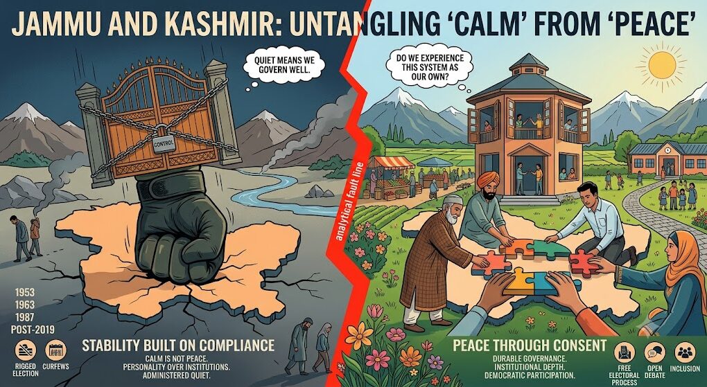 Jammu and Kashmir has had long stretches of calm. It has rarely had a peace that survives the withdrawal of coercion and until policy stops confusing the two, it will keep misdiagnosing the region it is trying to govern